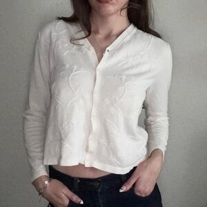 White embroidered cardigan 🦢